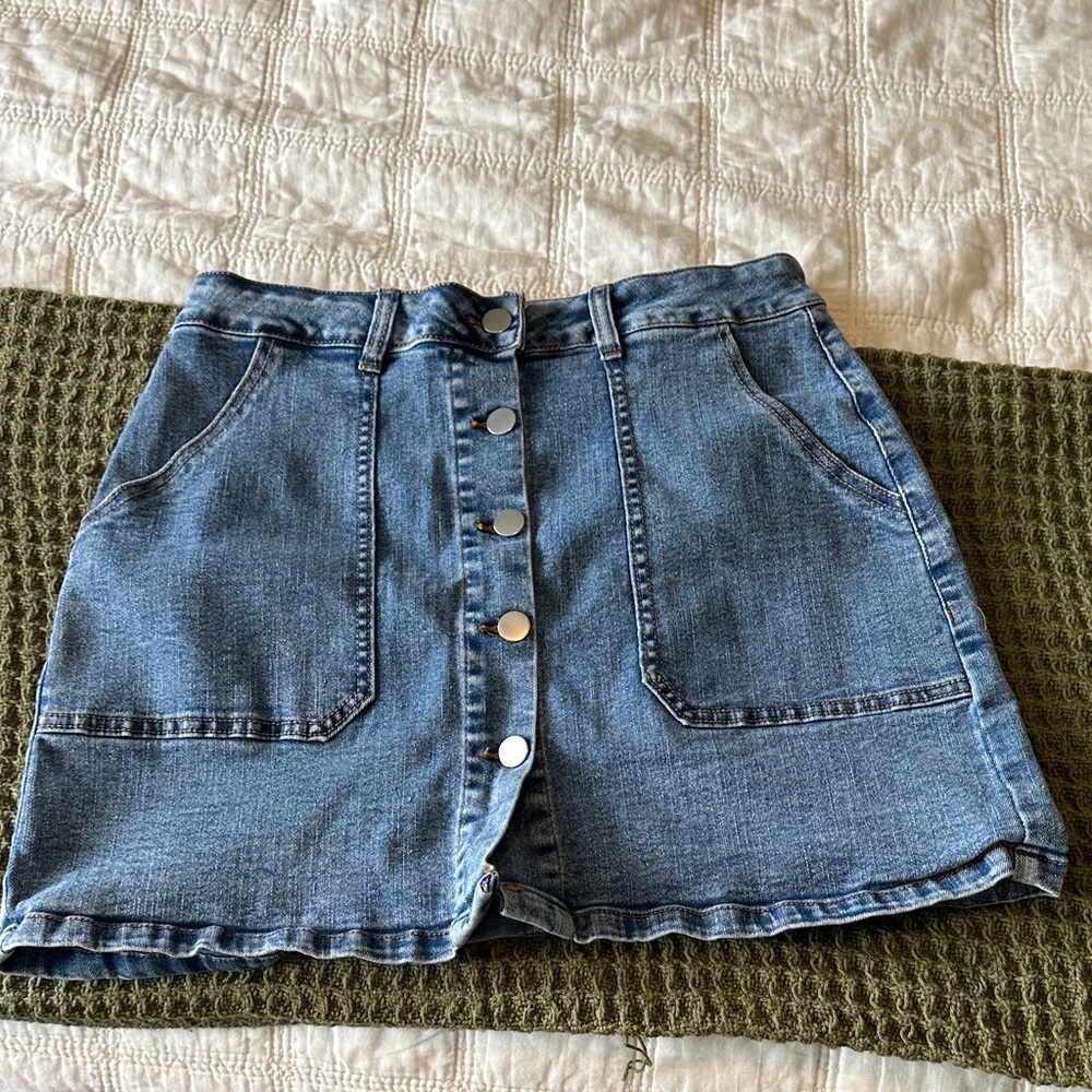 Grace Karin Blue Denim Mini Skirt